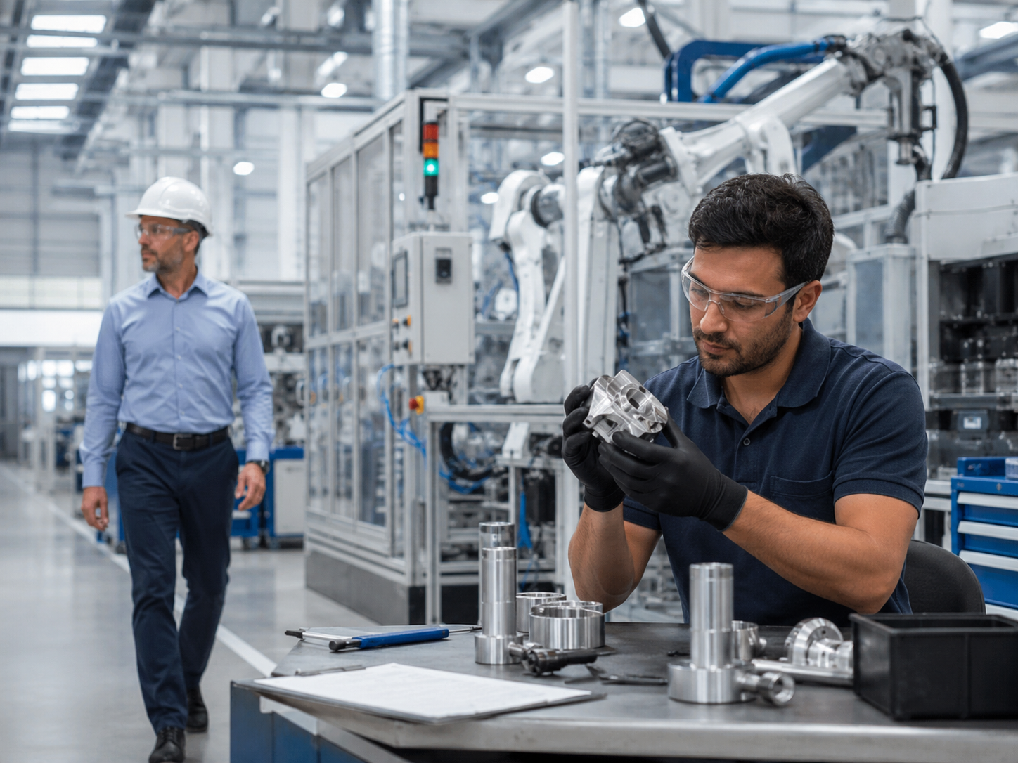 Manufacturing floor with production equipment