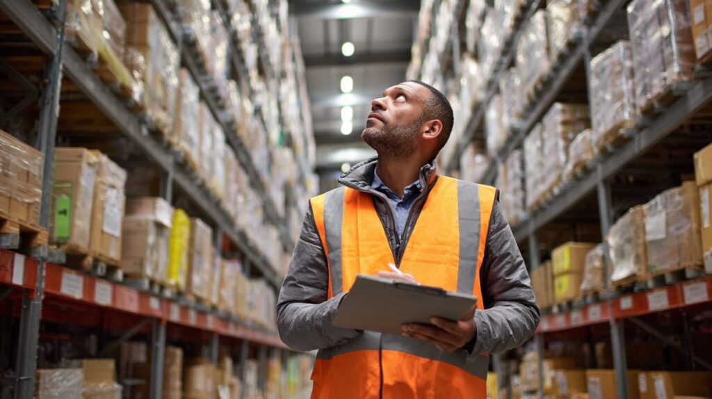 Distribution warehouse with organized inventory